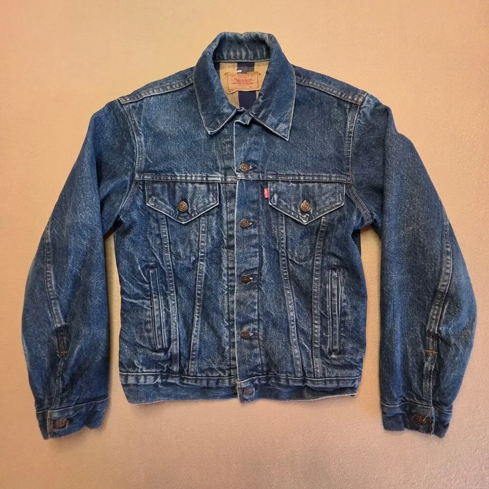 Levi's Vintage 1989 Flannel-Lined Denim Trucker Jacket Sz 36 (XS) USA 70401 0824